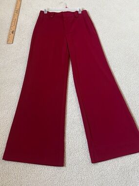 High-Rise Wide Leg Trousers in Burgundy